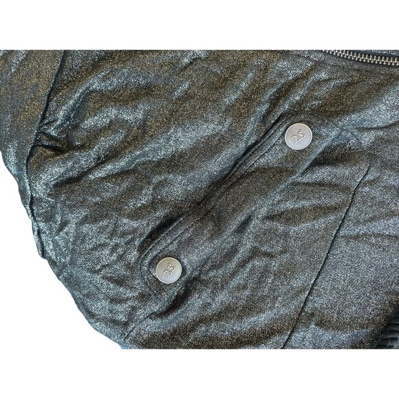 Juicy Couture Black Metallic Wet‎ Look Zip Up Hoodie Jacket Size M Lightweight - Picture 13 of 14